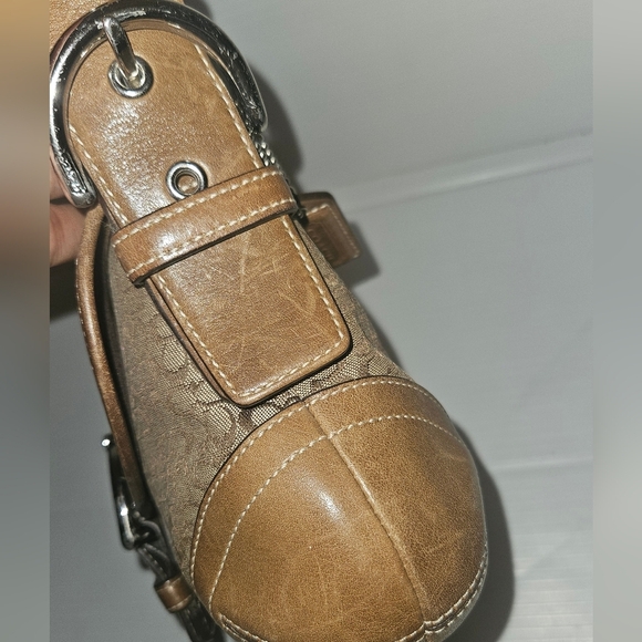 Coach Y2K Soho Brown Signature "C" Shoulder Bag 6818 Silver Buckle Vintage Small - Picture 11 of 14